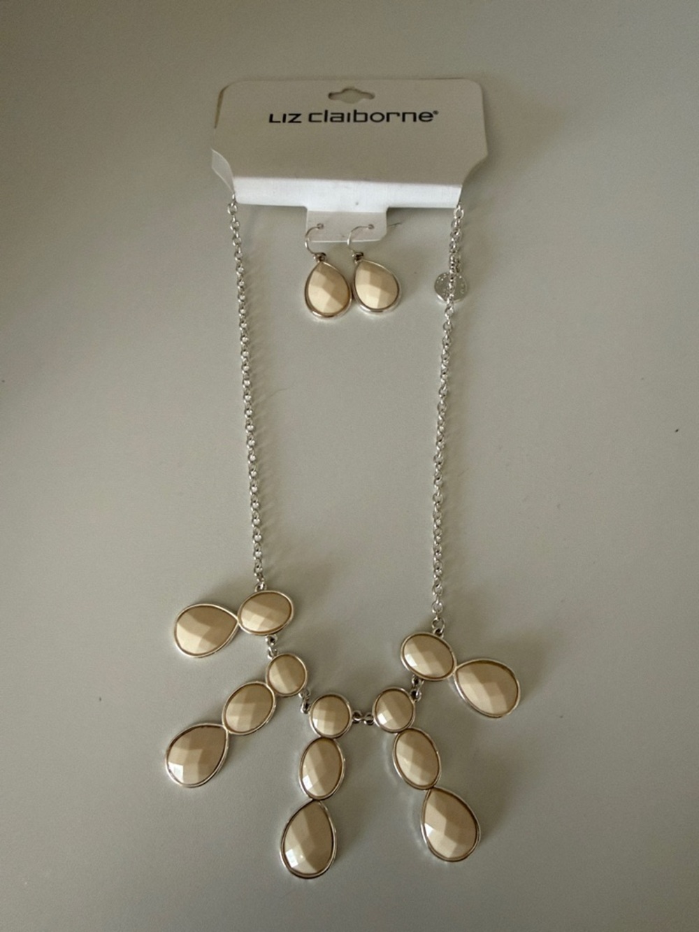 Liz Claiborne Gold Teardrop Statement Necklace & Earring Set